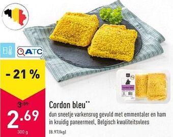 ALDI Cordon bleu 300g aanbieding
