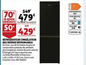 Hisense refrigerateur congelateur bas RB3904AB10 L60xH185xP59.2cm