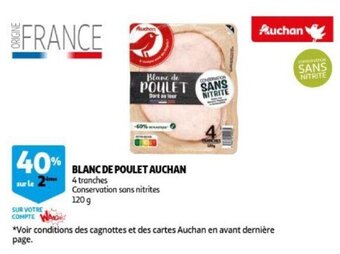 Auchan Blanc de poulet 120G aanbieding