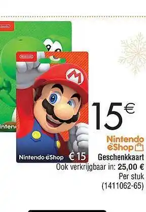 Cora Nintendo eshop geschenkkaart aanbieding