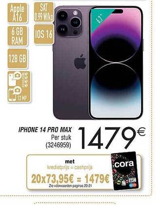 Cora Iphone 14 pro max aanbieding