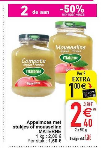 Cora Appelmoes met stukjes of mousseline materne aanbieding