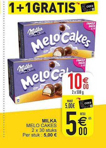 Cora Milka melo cakes aanbieding