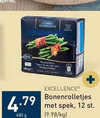 ALDI Excellence bonenrolletjes met spek aanbieding