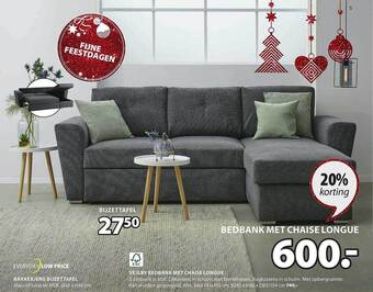 Jysk Bijzettafel, bedbank met chaise longue aanbieding