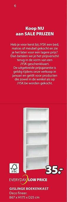 Jysk Gislinge boekenkast aanbieding