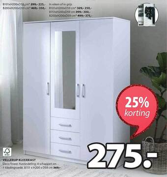 Jysk Vellerup kleerkast aanbieding