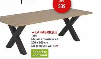 Weba La fabrique tafel aanbieding