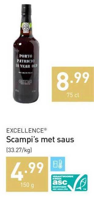 ALDI Excellence scampi's met saus aanbieding