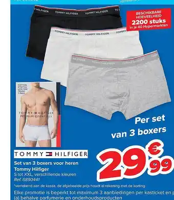 Carrefour Tommy hilfiger set van 3 boxers voor heren aanbieding