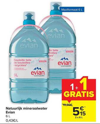 Carrefour Natuurlijk mineraalwater evian aanbieding