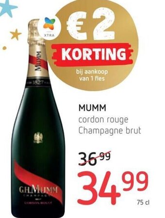 Spar Colruyt Mumm cordon rouge champagne brut aanbieding