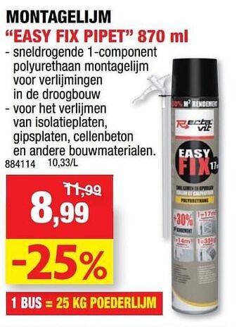 Hubo Montagelijm easy fix pipet 870ml aanbieding