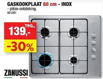 Hubo Zanussi gaskookplaat - inox aanbieding