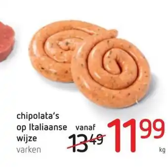 Spar Colruyt Chipolata's op italiaanse wijze varken per kg aanbieding
