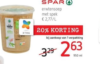 Spar Colruyt Erwtensoep met spek 950ml aanbieding