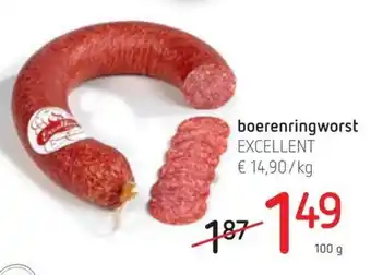 Spar Colruyt Boerenringworst excellent 100g aanbieding