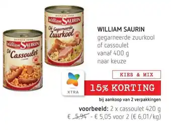 William saurin gegarneerde zuurkool of cassoulet vanaf 400g