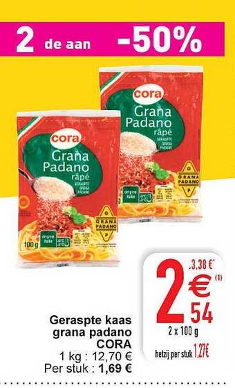 Cora Geraspte kaas grana padano aanbieding