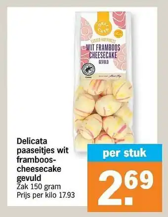 Delicata paaseitjes wit frambooscheesecake gevuld 150gram