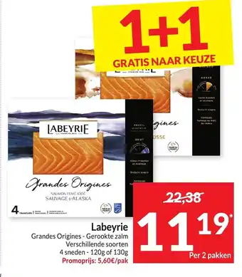Intermarché Labeyrie grandes origines-gerooktr zalm 1+1 gratis aanbieding