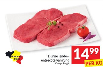 Dunne lende of entrecote van rund per KG