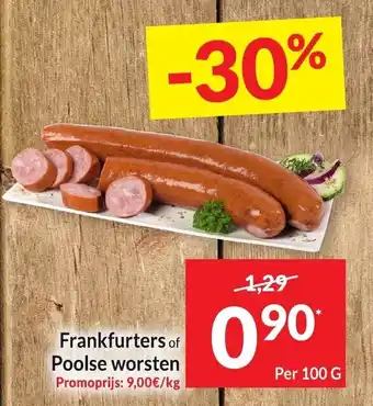 Frankfurters of poolse worsten per 100G