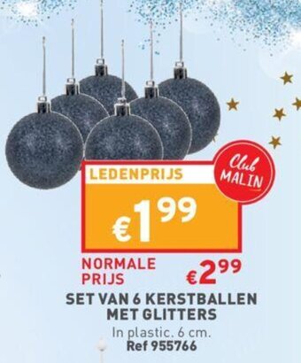 Set Van 6 Kerstballen Met Glitters