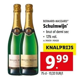 Lidl Bernard-massard schuimwijn aanbieding