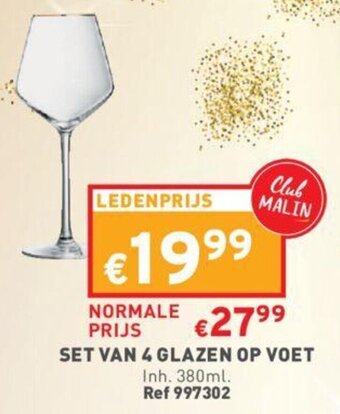 Set Van 4 Glazen Op Voet