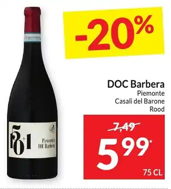 DOC barbera piemonte casali del barone rood 75cl