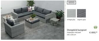 Orangebird loungeset hoeksalon met poef