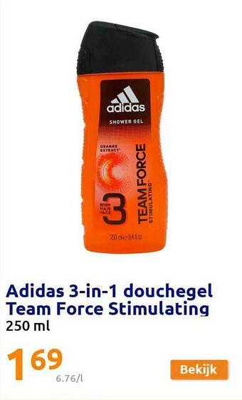 Action Adidas 3-in-1 douchegel team force stimulating aanbieding