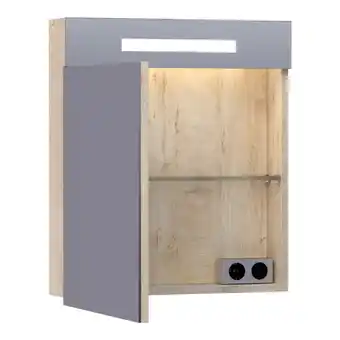 Sawiday Saniclass 2.0 spiegelkast 60x70x15cm verlichting geintegreerd met 1 linksdraaiende spiegeldeur mfc sahara aanbieding