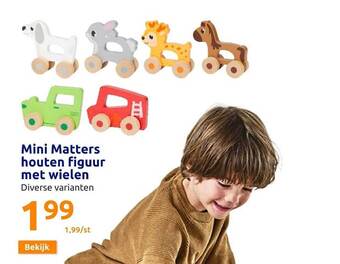 Action Mini matters houten figuur met wielen aanbieding