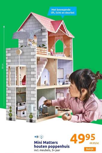 Action Mini matters houten poppenhuis aanbieding