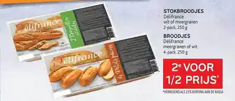 Stokbroodjes délifrance wit of meergranen, broodjes délifrance meergranen of wit 4-pack