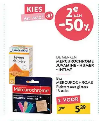 Di Mercurochrome juvamine - humer - intimy mercurochrome pleisters met glitters aanbieding