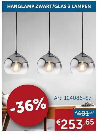 Zelfbouwmarkt Hanglamp zwart-glas 3 lampen aanbieding