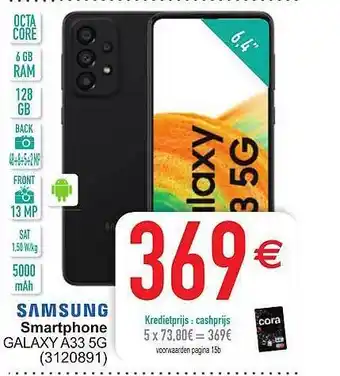 Cora Samsung smartphone galaxy a33 5g aanbieding