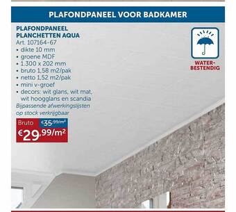 Zelfbouwmarkt Plafondpaneel planchetten aqua aanbieding