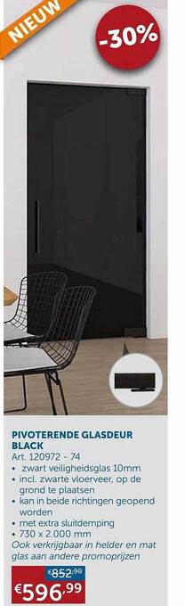 Zelfbouwmarkt Pivoterende glasdeur black aanbieding