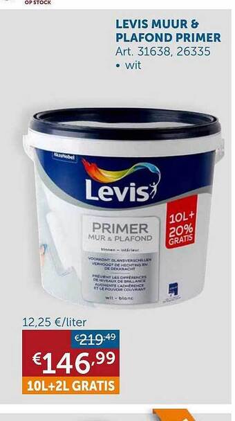 Zelfbouwmarkt Levis muur & plafond primer aanbieding