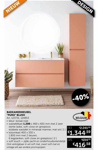 Zelfbouwmarkt Badkamermeubel puro blush aanbieding