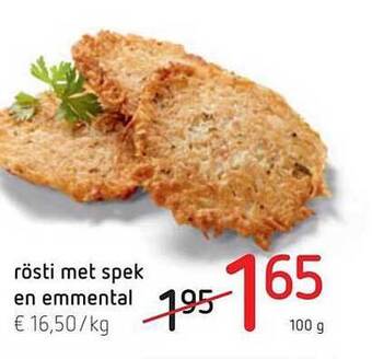 Spar Colruyt Rösti met spek en emmental aanbieding