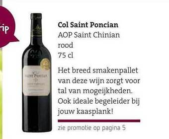 Spar Colruyt Col saint poncian aop saint chinian rood aanbieding
