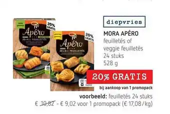 Spar Colruyt Mora apéro feuilletés of veggie feuilletés aanbieding