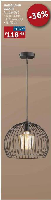 Zelfbouwmarkt Hanglamp zwart aanbieding