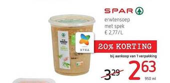 Spar Colruyt Erwtensoep met spek aanbieding