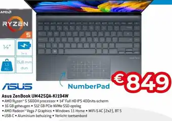 Asus ZenBook UM425QA-KI194W AMD Ryzen 5 5600H processor